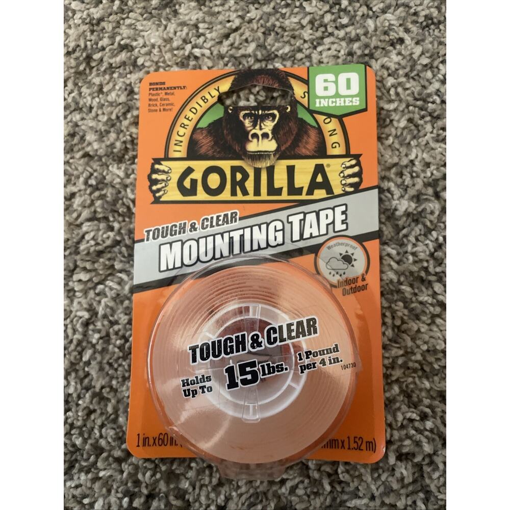 Gorilla Mounting Tape 60 Inches Tough And Clear Indoor Outdoor 6065003